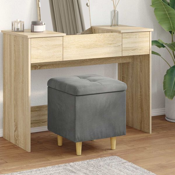 vidaXL Pouf contenitore Grigio scuro 40 x 40 x 45 cm Velluto