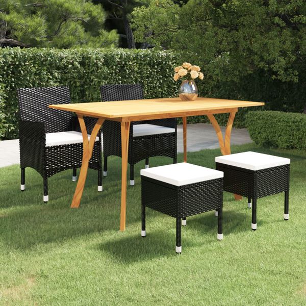 vidaXL Set Mobili da Pranzo per Giardino 5 pz Nero