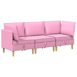 vidaXL Set di divani modulari con spazio di archiviazione 3 pz Rosa