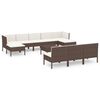 vidaXL Set Divani da Giardino 11 pz con Cuscini in Polyrattan Marrone