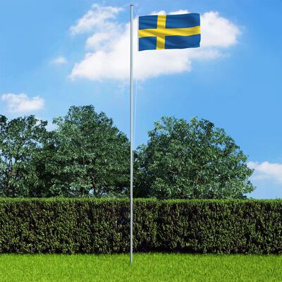 vidaXL Bandiera della Svezia con Pennone in Alluminio 4 m