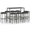 vidaXL Set da Bar da Giardino 9 pz con Cuscini in Polyrattan Grigio