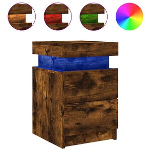 vidaXL Comodino con Luci LED Rovere Fumo 35x39x55 cm