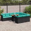 vidaXL Set Divani da Giardino 11 pz con Cuscini in Polyrattan Nero
