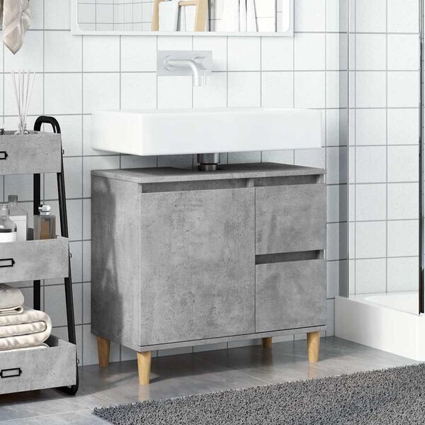 vidaXL Mobile Lavabo da Bagno Grigio Rovere 65x33x60 cm in Truciolato