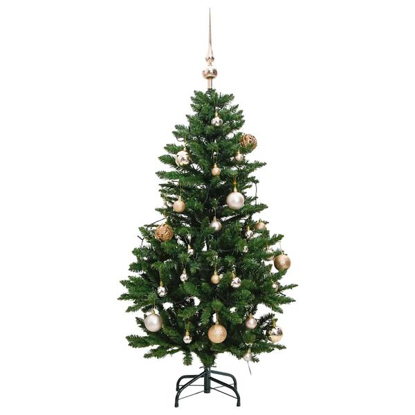 vidaXL Albero Natale Incernierato con 150 LED e Palline 120 cm