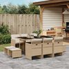 vidaXL Set da Pranzo da Giardino 11 pz con Cuscini Beige in Polyrattan