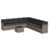 vidaXL Set Divano da Giardino 10 pz con Cuscini Grigio in Polyrattan