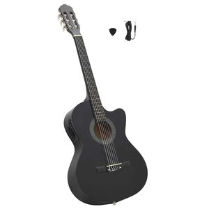 vidaXL Chitarra Classica Western con Equalizzatore e 6 Corde Nera