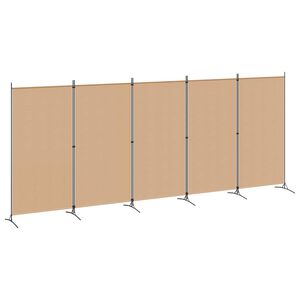 vidaXL Paravento a 5 Pannelli Beige 433 x 180 cm Tessuto