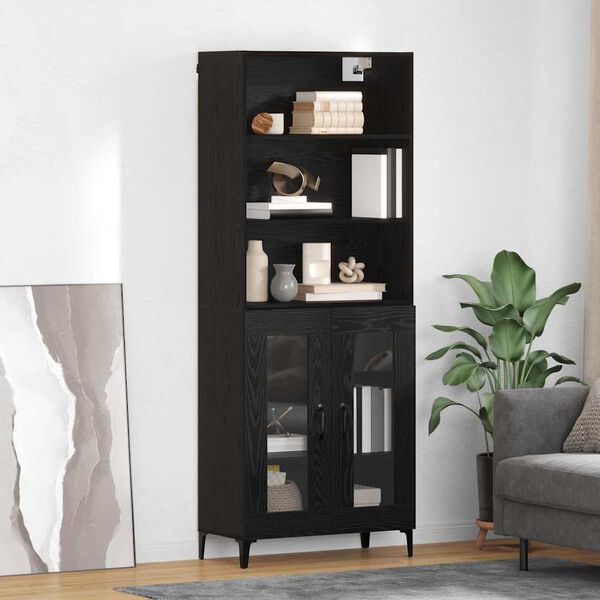 vidaXL Credenza Rovere Nero 69,5 x 34 x 180 cm Legno multistrato