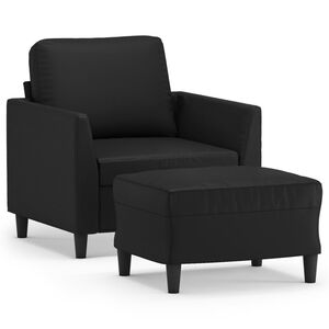 vidaXL Poltrona con Poggiapiedi Nero 60 cm in Similpelle
