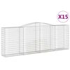vidaXL Cesti Gabbioni ad Arco 15 pz 400x50x140/160 cm Ferro Zincato