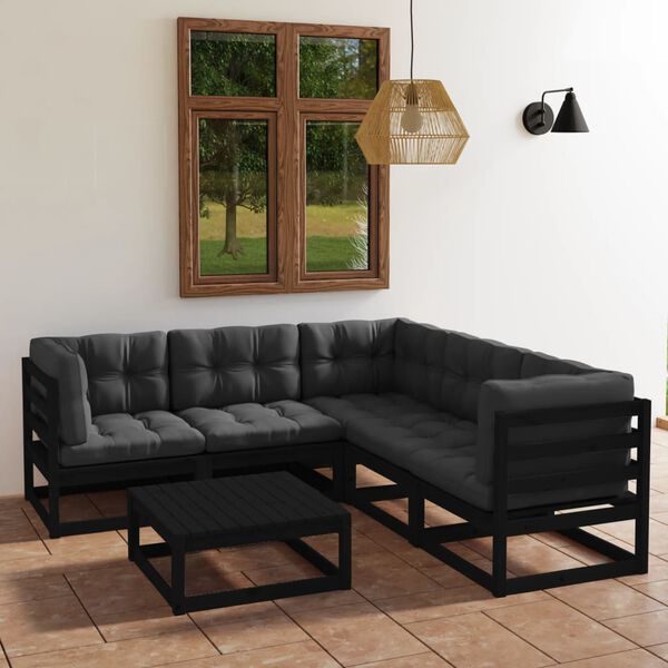 vidaXL Set Divani da Giardino 6 pz con Cuscini Legno Massello di Pino
