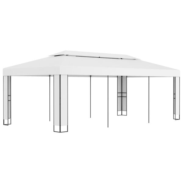 vidaXL Gazebo con Tetto Doppio 3x6 m Bianco