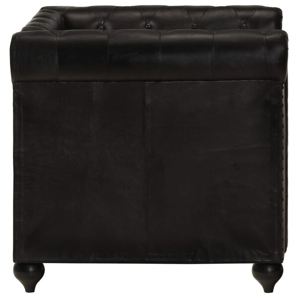 vidaXL Poltrona Chesterfield Nera in Vera Pelle