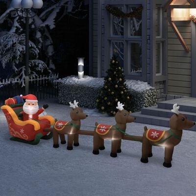 vidaXL Decorazione Babbo Natale Gonfiabile con Renne LED 490 cm