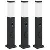 vidaXL Lampioni a paletto con sensore e presa 3 pz 50 cm neri IP44