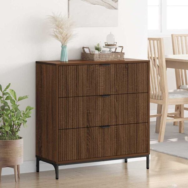 vidaXL Credenza Rovere Marrone 79,5 x 33 x 82 cm Legno multistrato