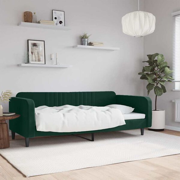 vidaXL Letto da Giorno Verde Scuro 100x200 cm in Velluto