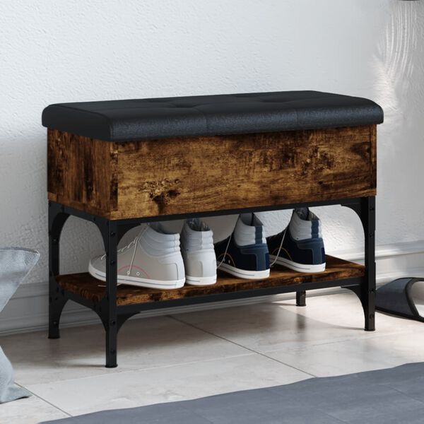 vidaXL Panca Porta Scarpe Rovere Fumo 62x32x45 cm in Legno Multistrato