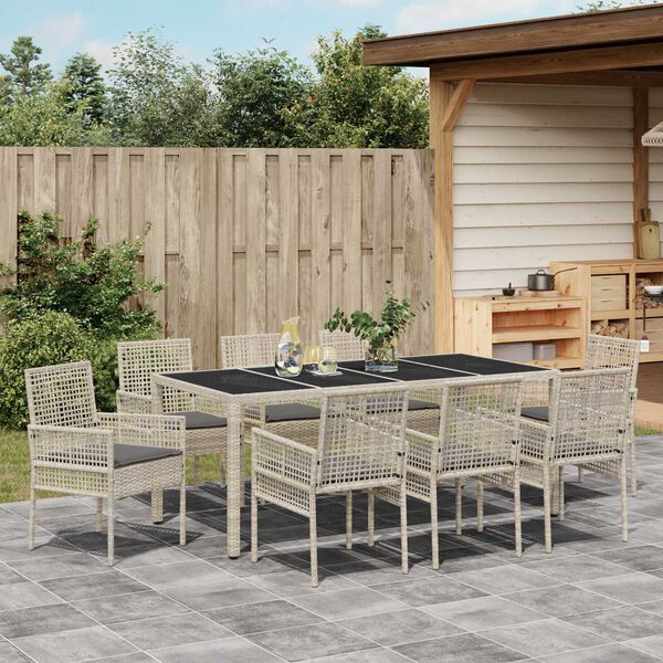 vidaXL Set da Pranzo per Giardino 9 pcs Grigio chiaro polyrattan