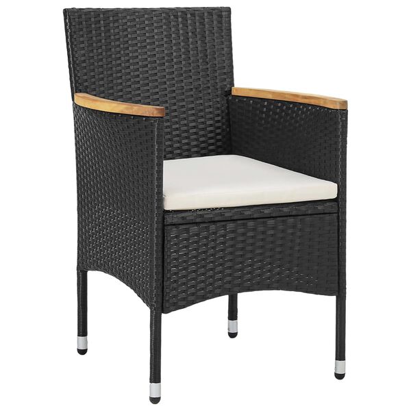 vidaXL Set Mobili da Pranzo per Giardino 3 pz Polyrattan Nero