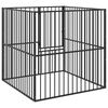vidaXL Box per Cani 4 Pannelli Nero Acciaio Zincato