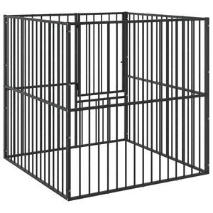 vidaXL Box per Cani 4 Pannelli Nero Acciaio Zincato