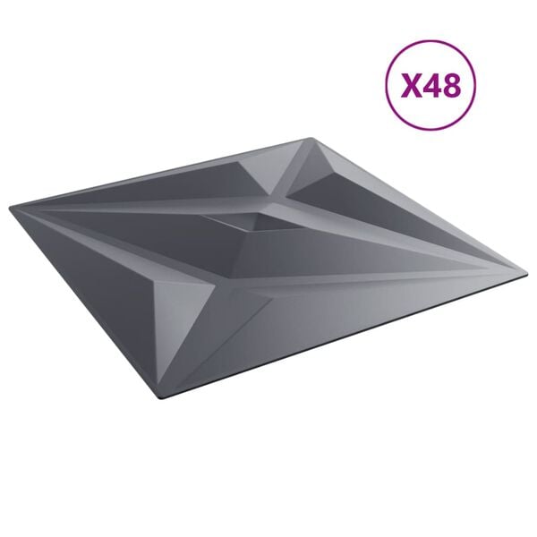 vidaXL Pannelli Murali 48 pz Grigi 50x50 cm XPS 12 m&sup2; Stella