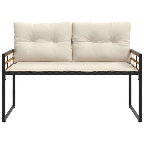 vidaXL Panchetta in Legno a Strati con cuscino Crema 114 x 55 x 77 cm