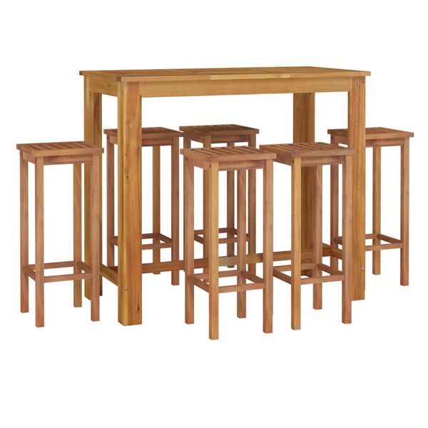 vidaXL Set da Bar da Giardino 7 pz in Legno Massello di Acacia