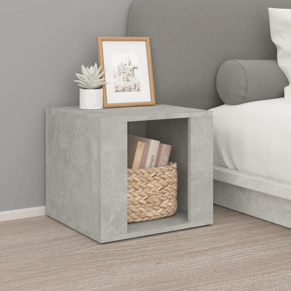 vidaXL Comodino Grigio Cemento 41x40x36 cm in Legno Multistrato