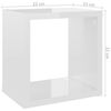 vidaXL Mensole Parete a Cubo 4 pz Bianco Lucido 22x15x22 cm