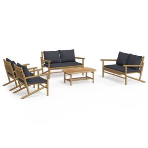 vidaXL Set Salotto da Giardino 5pz con Cuscini Grigio Scuro Bamb&ugrave;