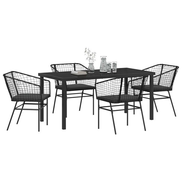 vidaXL Set da Pranzo per Giardino 5 pcs Nero polyrattan