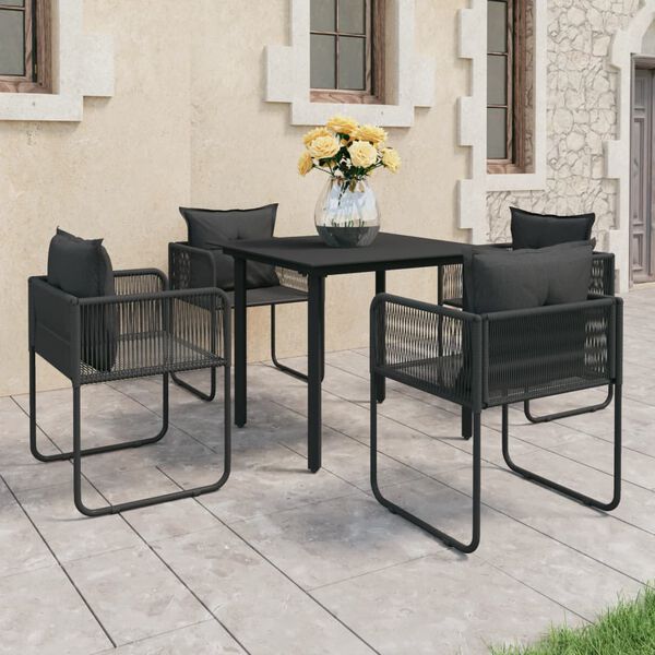 vidaXL Set da Pranzo da Giardino 5 pz in Rattan PVC Nero