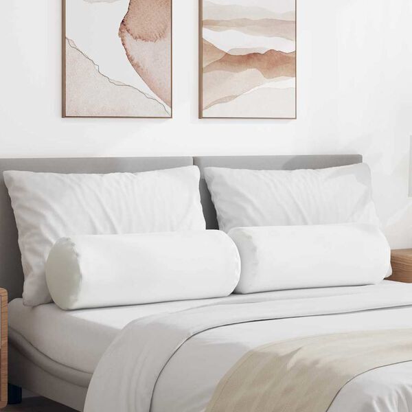 vidaXL Cuscini a rullo 2 pcs Bianco Ø 25 x 70 cm Tessuto