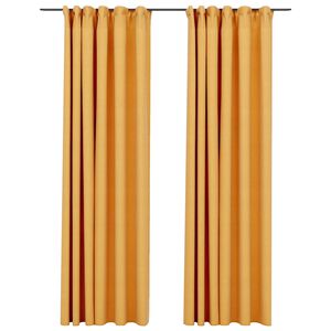 vidaXL Tende Oscuranti con Ganci Effetto Lino 2 pz Gialle 140x245 cm
