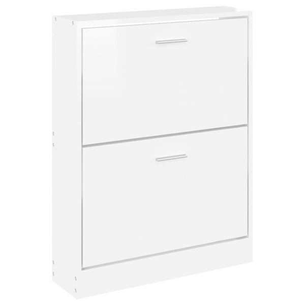 vidaXL Scarpiera Bianco Lucido 59x17x81 cm in Legno Multistrato