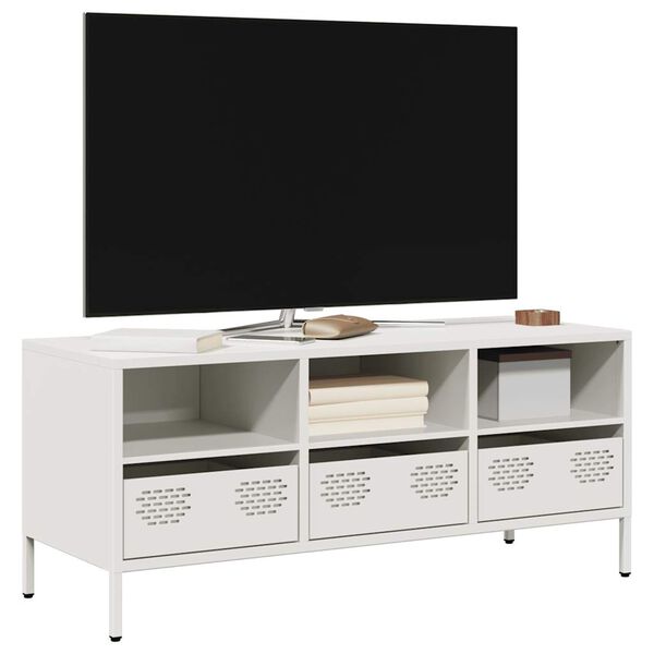 vidaXL Mobile TV Bianco 101,5x39x43,5 cm in Acciaio Laminato a Freddo