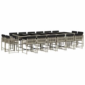 vidaXL Set da Pranzo da Giardino 17pz con Cuscini Grigio in Polyrattan