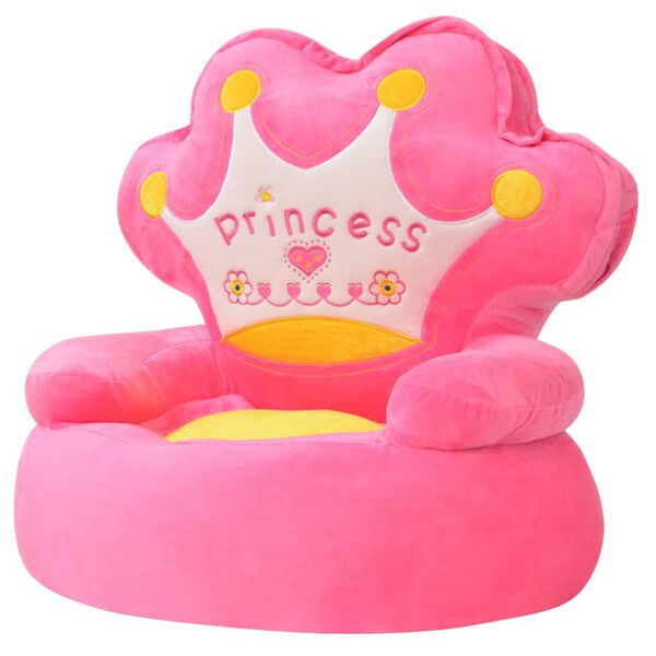 vidaXL Poltrona in Peluche per Bambini Principessa Rosa