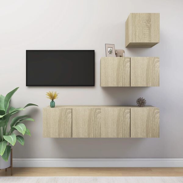 vidaXL Set di Mobili TV 4 pz Rovere Sonoma in Legno Multistrato