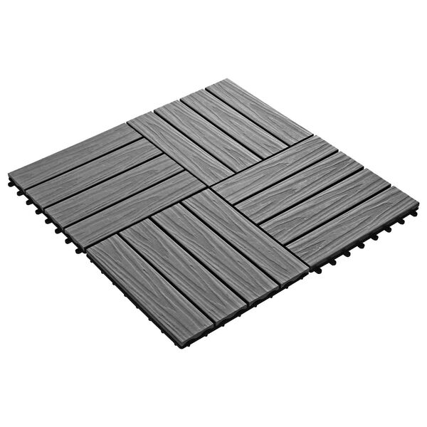 vidaXL Piastrella per Decking Design 3D 11 pcs Grigio 30 x 30 cm WPC