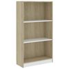 vidaXL Libreria a 3 Ripiani Bianco e Sonoma 60x24x109cm in Multistrato
