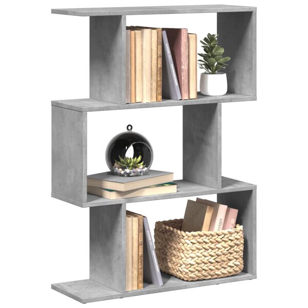 vidaXL Libreria Divisorio 3Piani Grigio Cemento 70x24x97 cm Truciolato