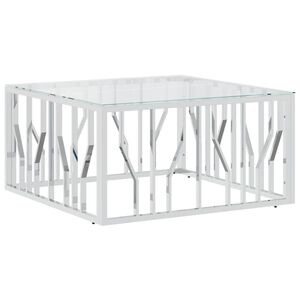 vidaXL Tavolino da Salotto 80x80x40 cm in Acciaio Inox e Vetro