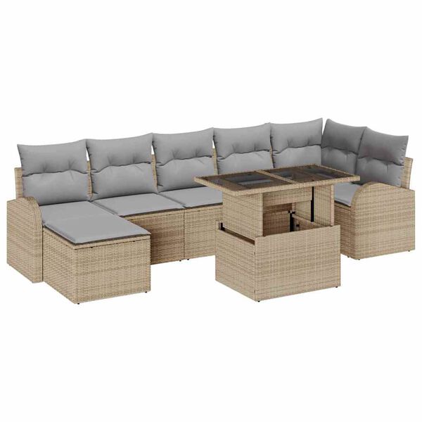 vidaXL Set Divano da Giardino con cuscino 8 pcs beige e grigio chiaro