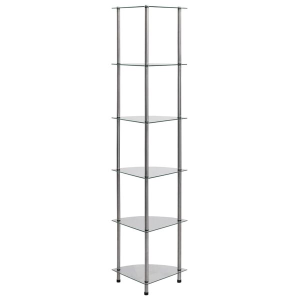 vidaXL Scaffale a 6 Livelli Trasparente 30x30x160 cm Vetro Temperato